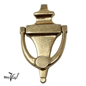 Vintage Signed Coro Articulated Door Knocker Pin Brooch Gold Metal 2.5" -Hey Viv